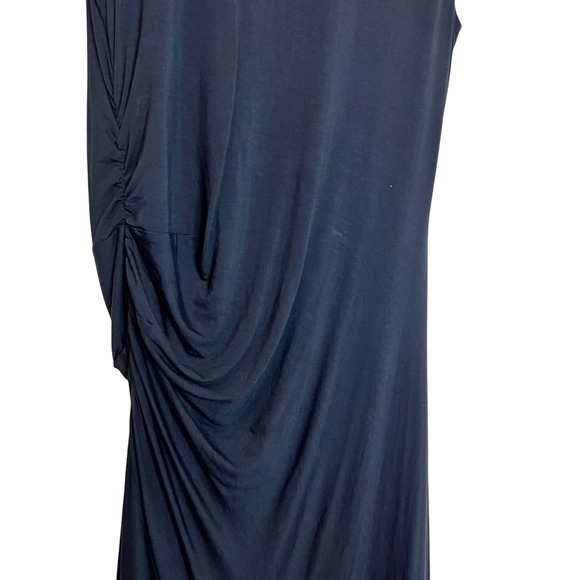 Soft Surroundings Womens Maxi Dress Large Black Ruched Side Sleeveless Knit - Picture 3 of 6